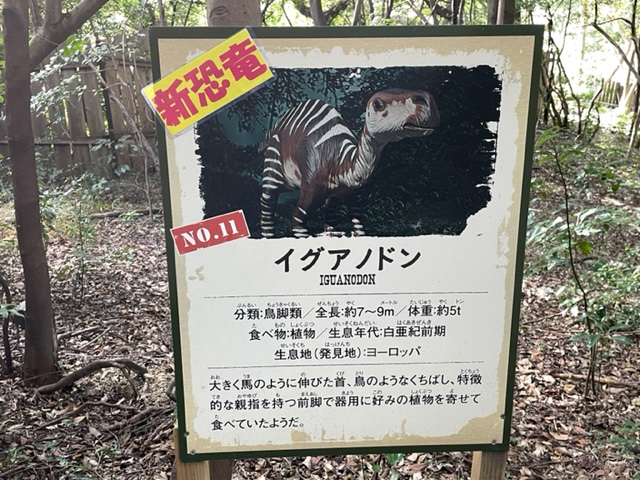 ディノアドベンチャー名古屋内のイグアノドンの案内板の写真